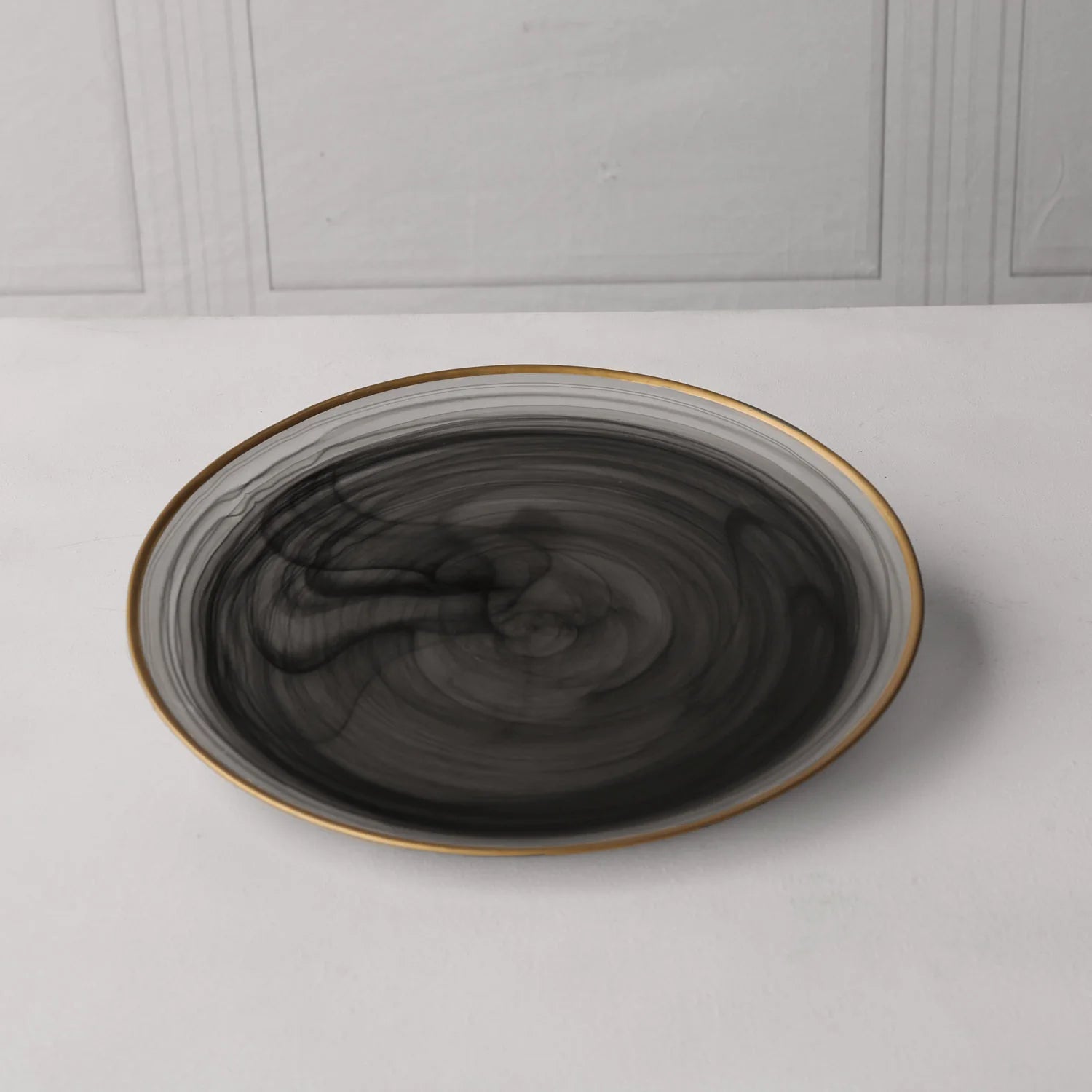 Glass Frosted Black Alabaster Charger Plate