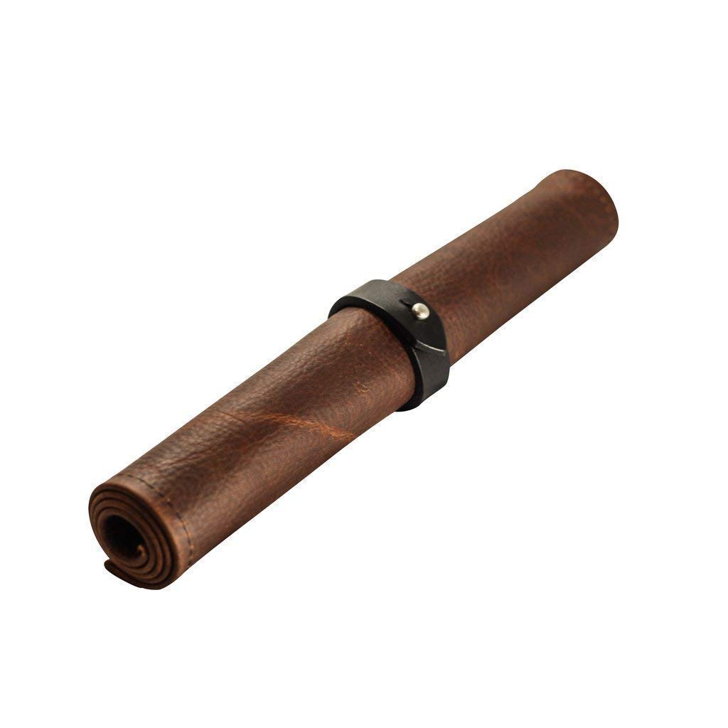 Brown Leather Placemat with Napkin Ring by Hardmill