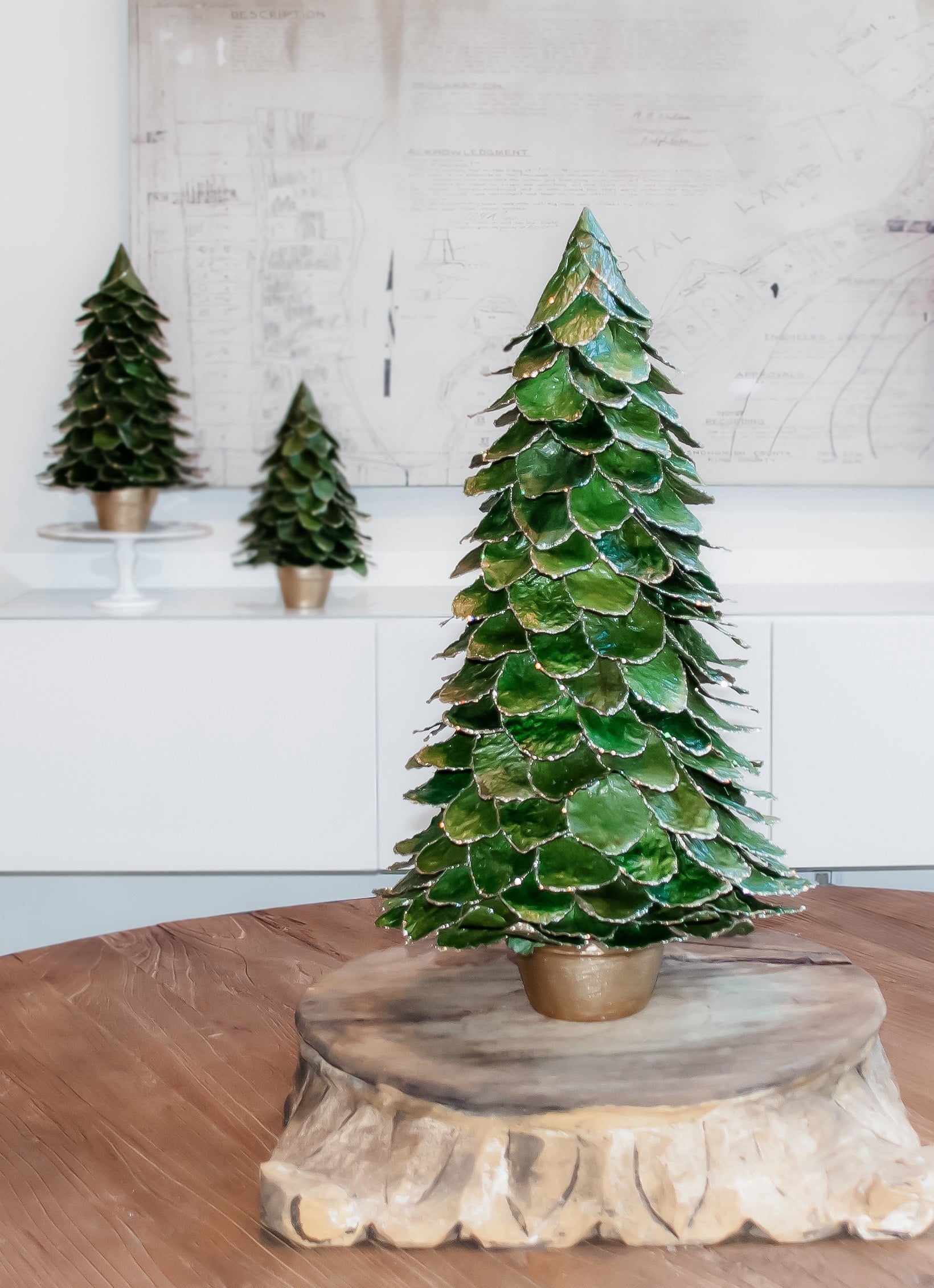 Potted Butterfly Leaf Cone Tree (Green/Gold)