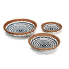 Sundial Set of Black/White Hand Woven Basket Bowls Set of 3