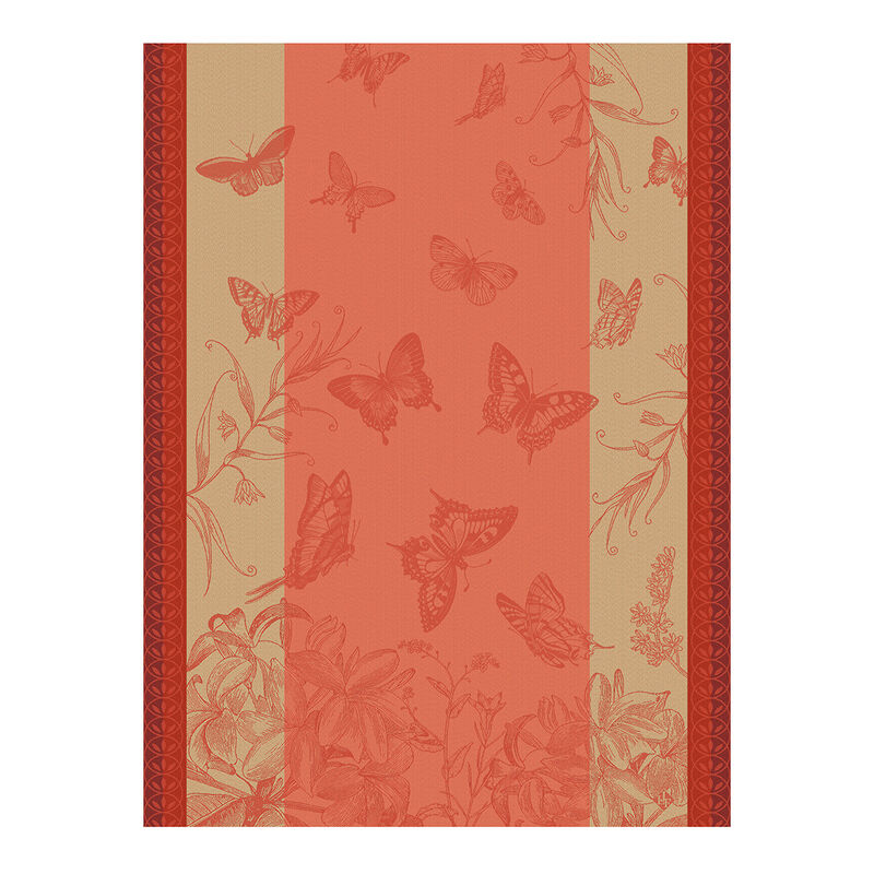 Le Jacquard Francais Jardins Des Papillons Camelia Pink Tea Towel