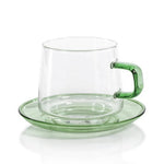 Baglioni Glass Tea and Coffee Cup with Saucer and Spoon Set - Green