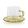 Baglioni Glass Tea and Coffee Cup with Saucer and Spoon Set - Yellow