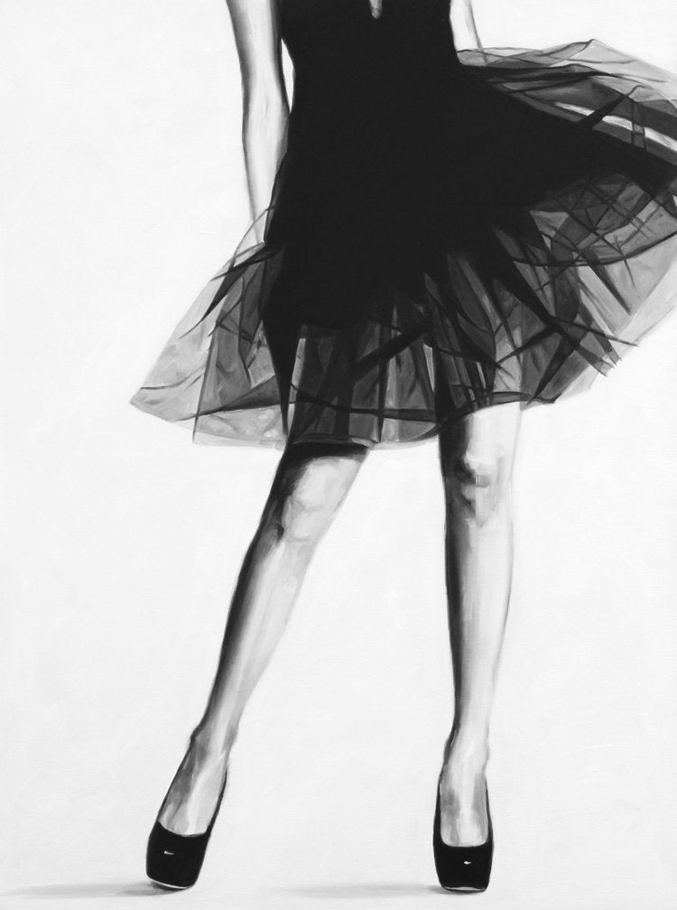 Cindy Press Original Framed Oil on Canvas Black Dress