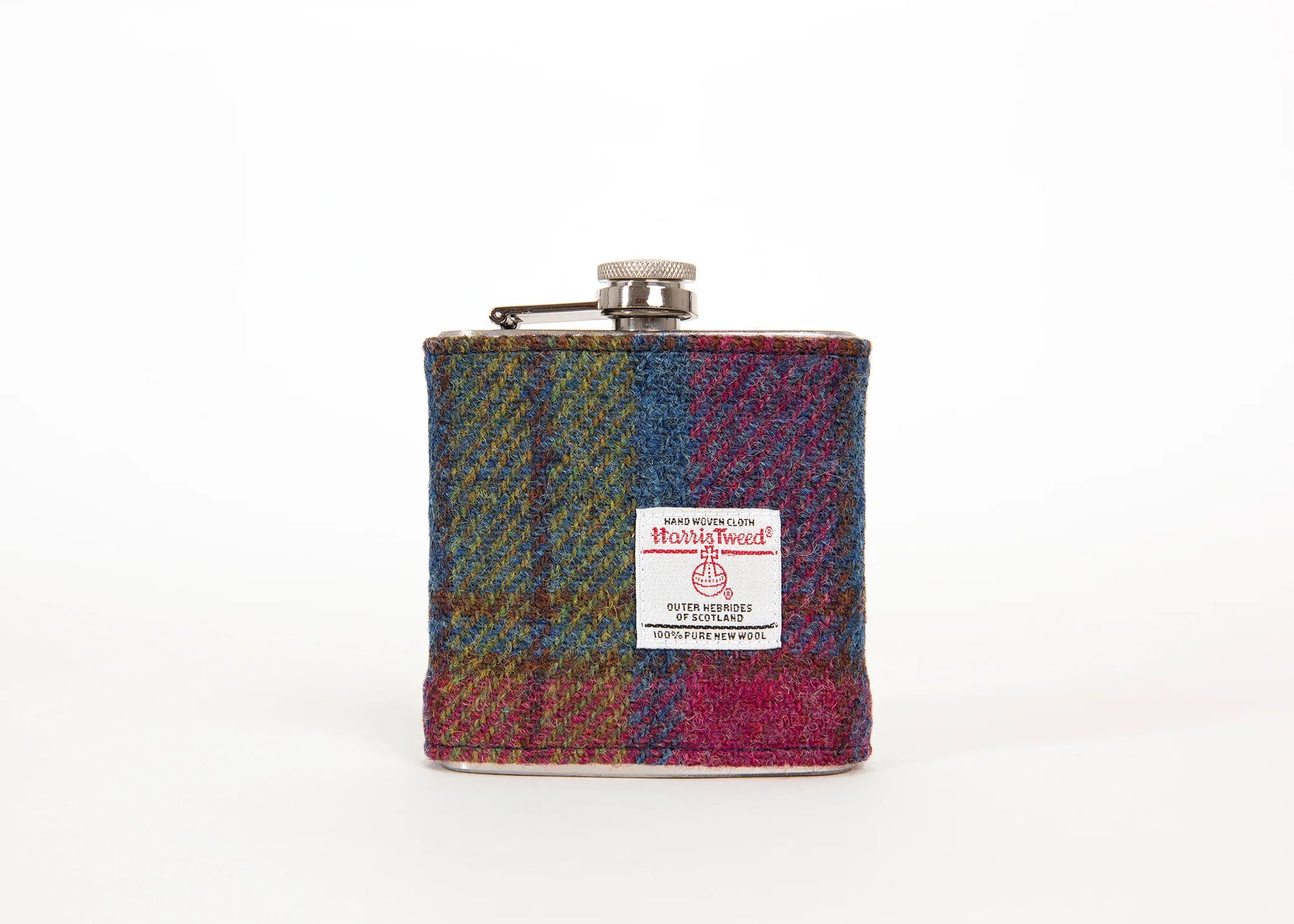 Created By The Ridleys - 6oz Harris Tweed Hip Flask - Baby Blue - HT04
