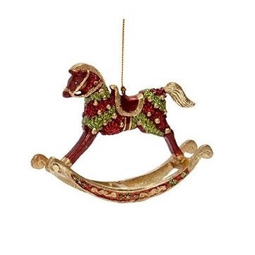 Panache Rocking Horse Orn (Red/Citron) 5"