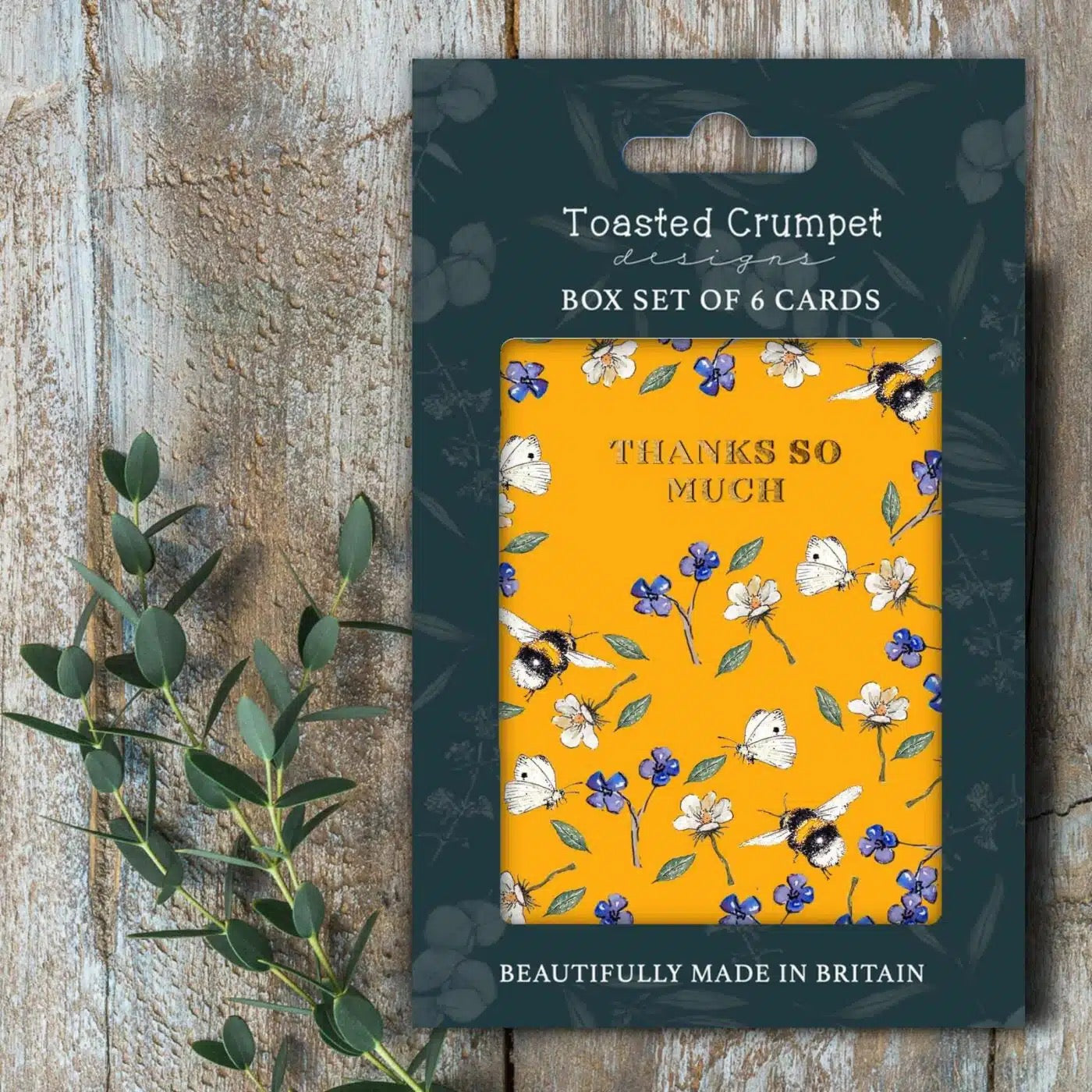 Toasted Crumpet Thanks So Much (Bee on Gold) Set of 6 Cards