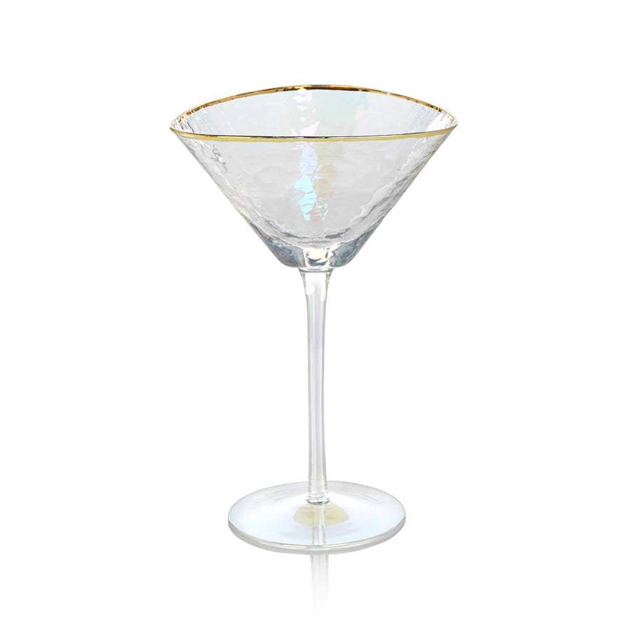 Aperitivo Triangular Martini Glass - Luster w/ Gold Rim