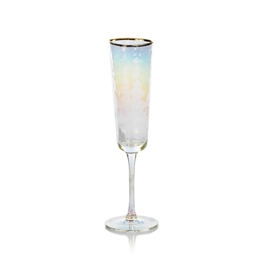 Aperitivo Triangular Champagne Flute - Luster w/ Gold Rim