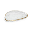 Large Clear Textured Organic Shape Plate with Jagged Gold Rim