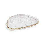 Large Clear Textured Organic Shape Plate with Jagged Gold Rim