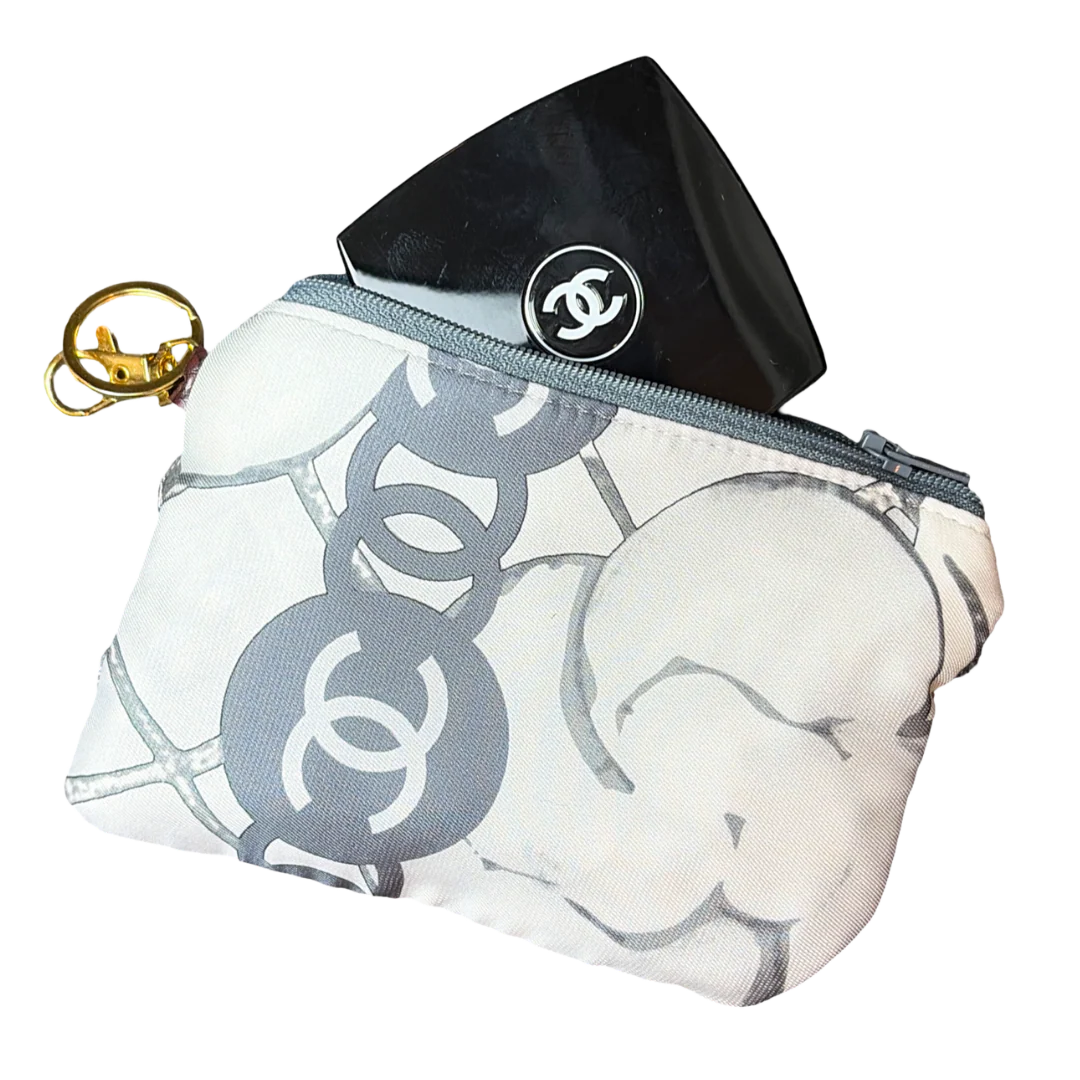 Vintage Silk Scarf Coffee Run Keychain Bag