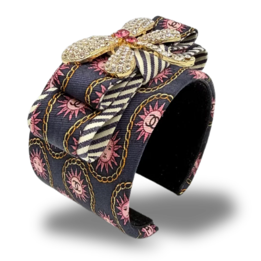 Vintage Luxe CC Sun Dragonfly Vintage Silk Necktie Cuff Bracelet