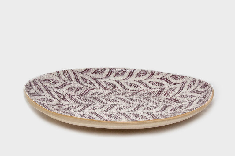 Terrafirma Ceramics Banquet Oval Platterd Paisley Bordeaux