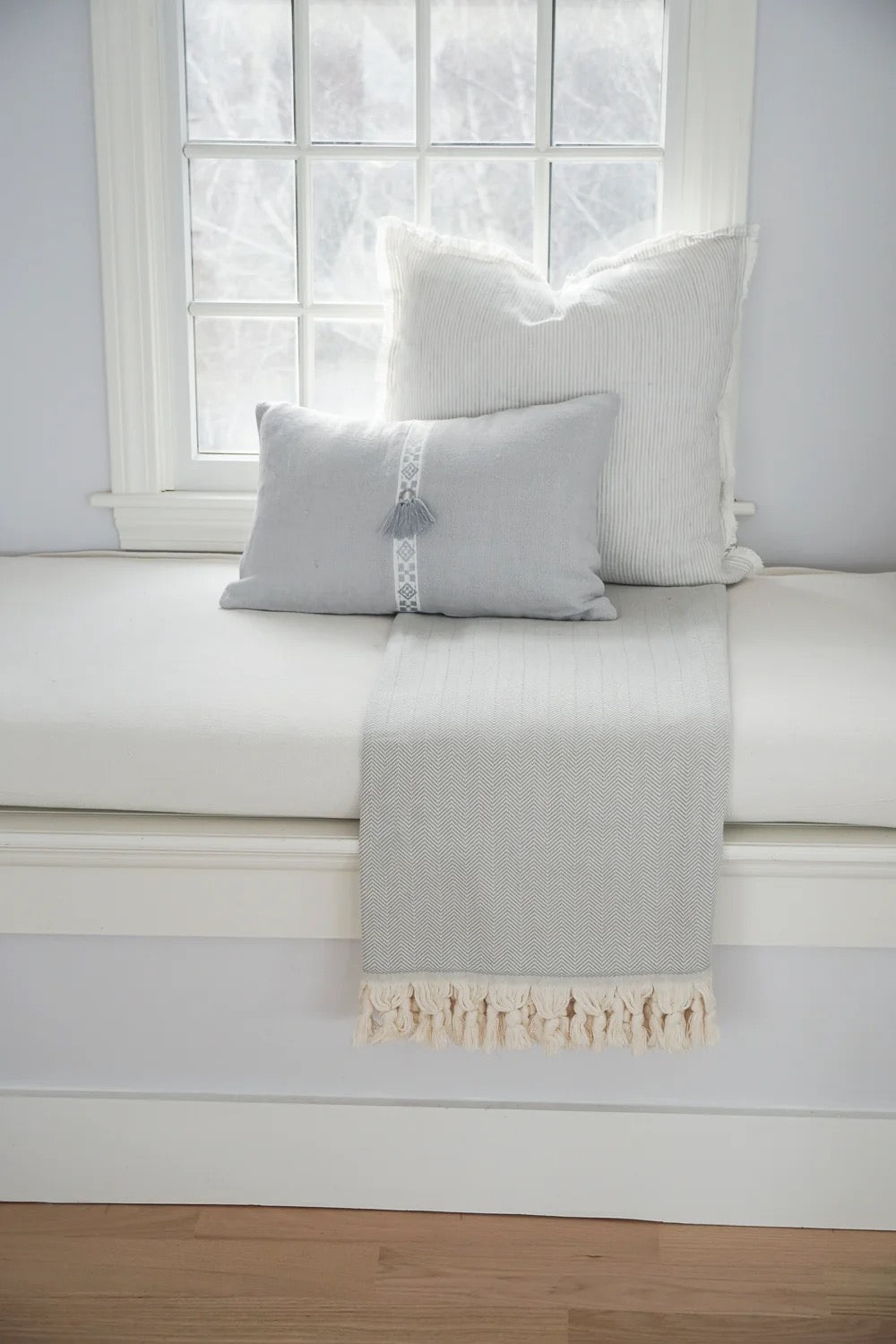 Turkish Cotton Herringbone Throw With Tassels