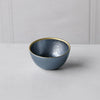 Glass Blue Opalescent Small Bowl With Gold Rim (Blue and Gold)