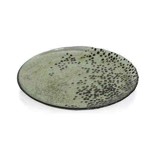 Dotted Glass Plate Green 8.25"
