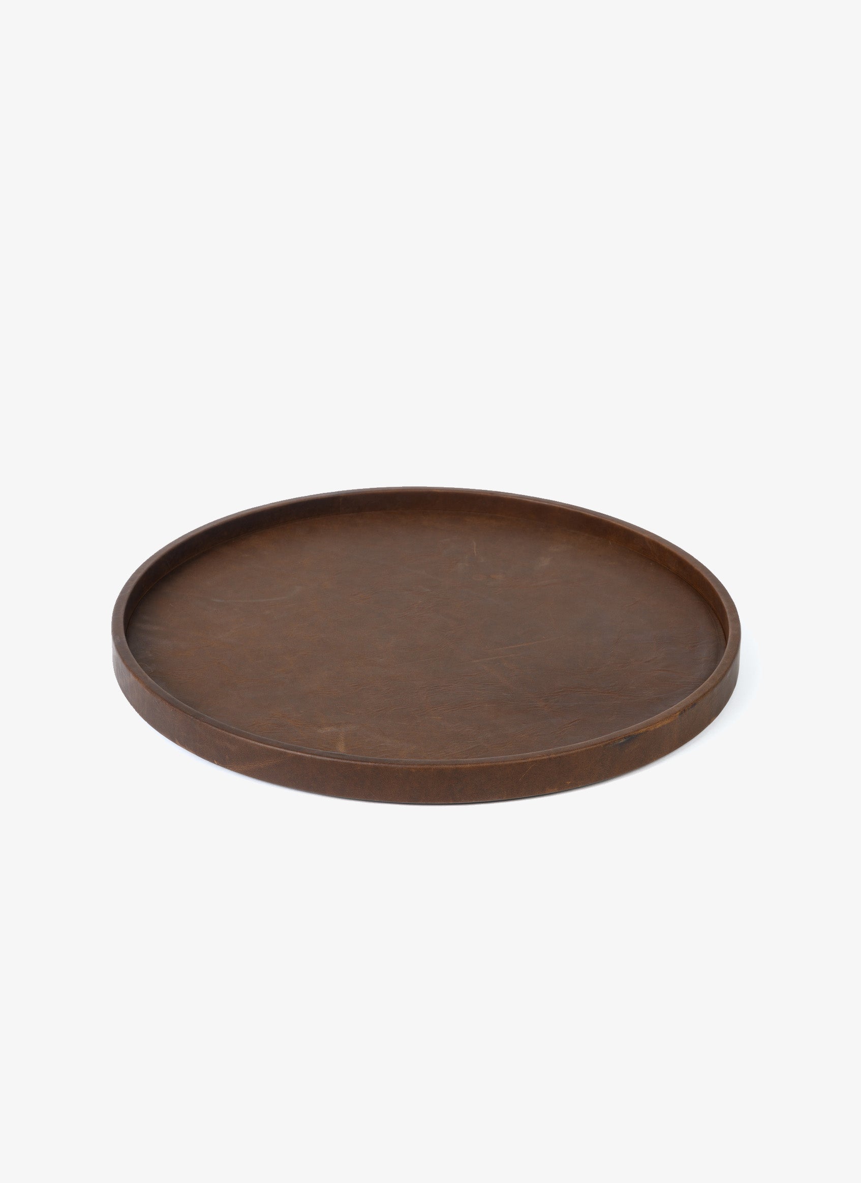 Moore & Giles Round Leather Tray Baldwin Oak