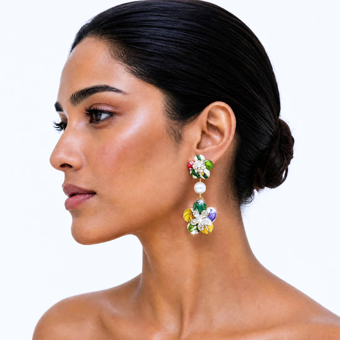 Vintage Luxe Flora Vintage Silk Necktie Chandelier Earrings