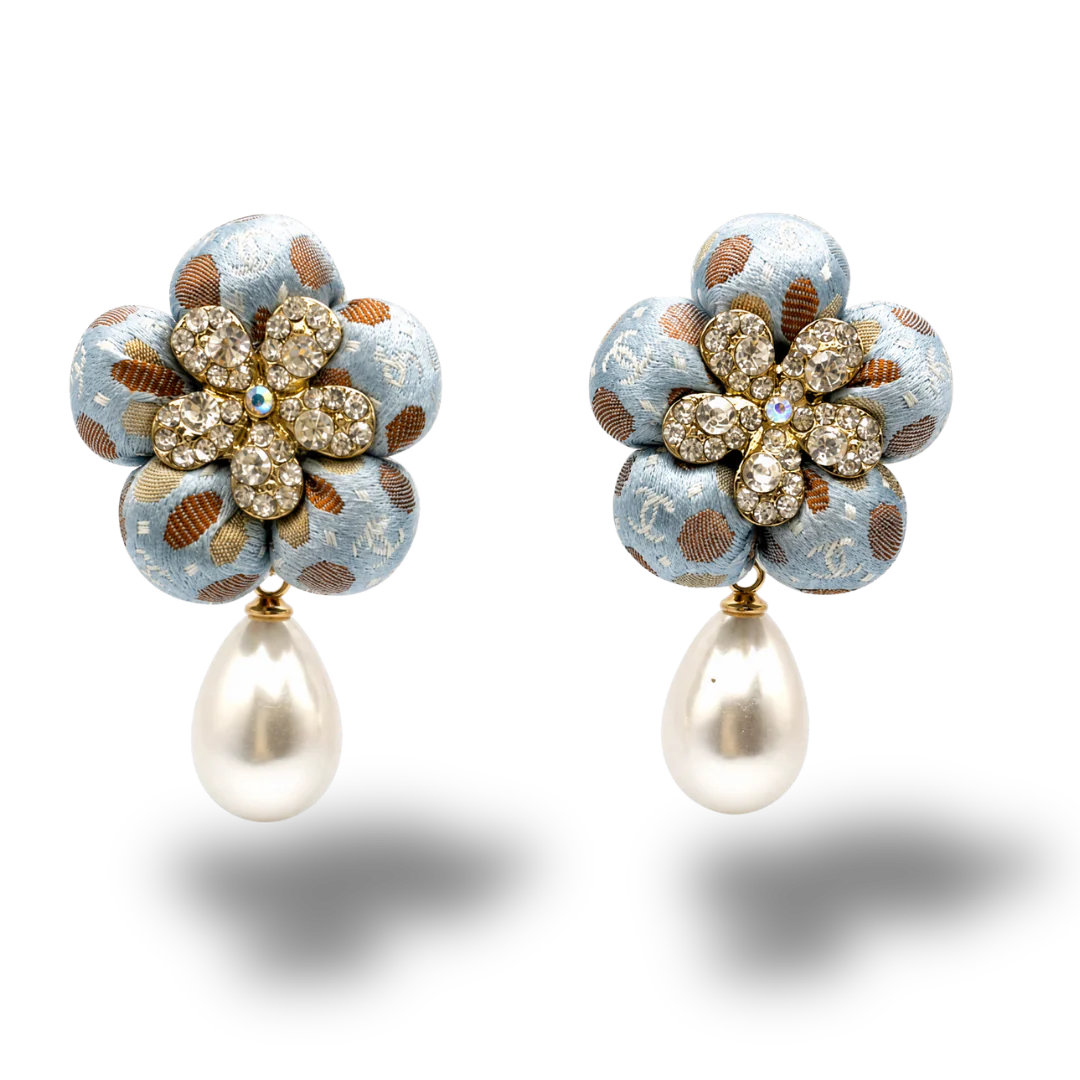 Vintage Luxe CC Dot Vintage Silk Necktie Drop Earrings