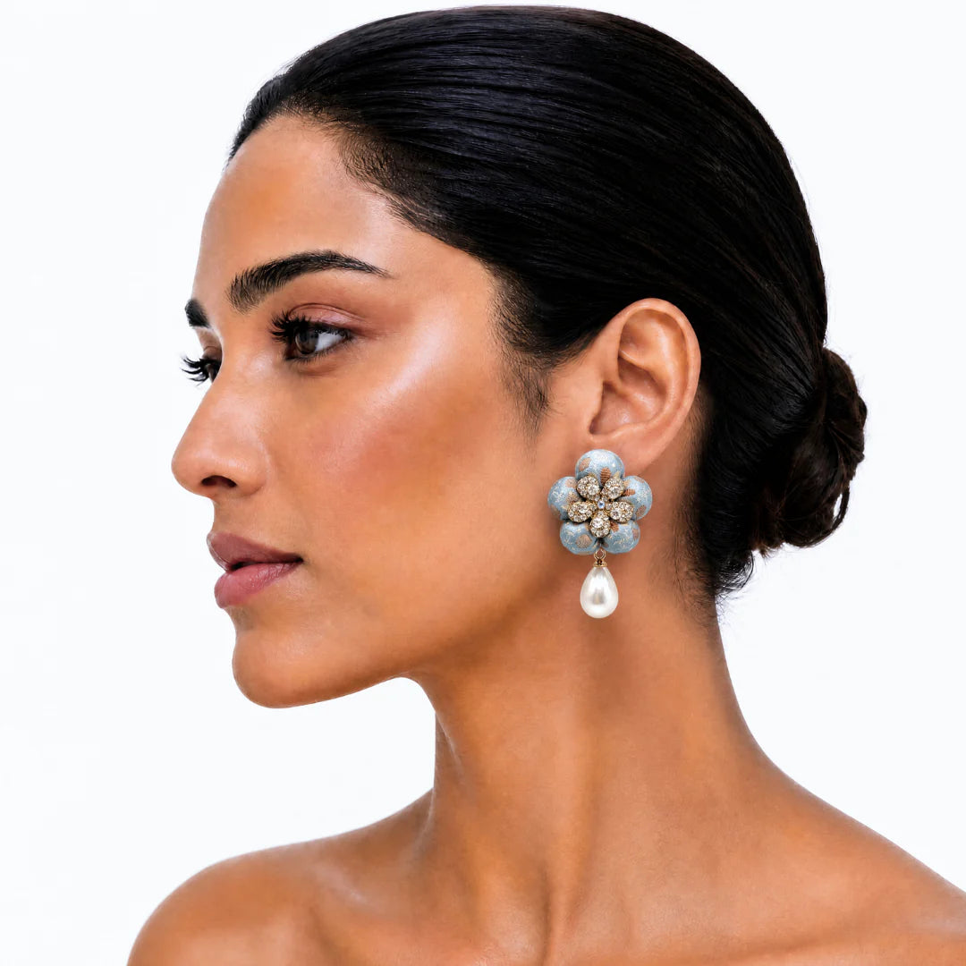 Vintage Luxe CC Dot Vintage Silk Necktie Drop Earrings