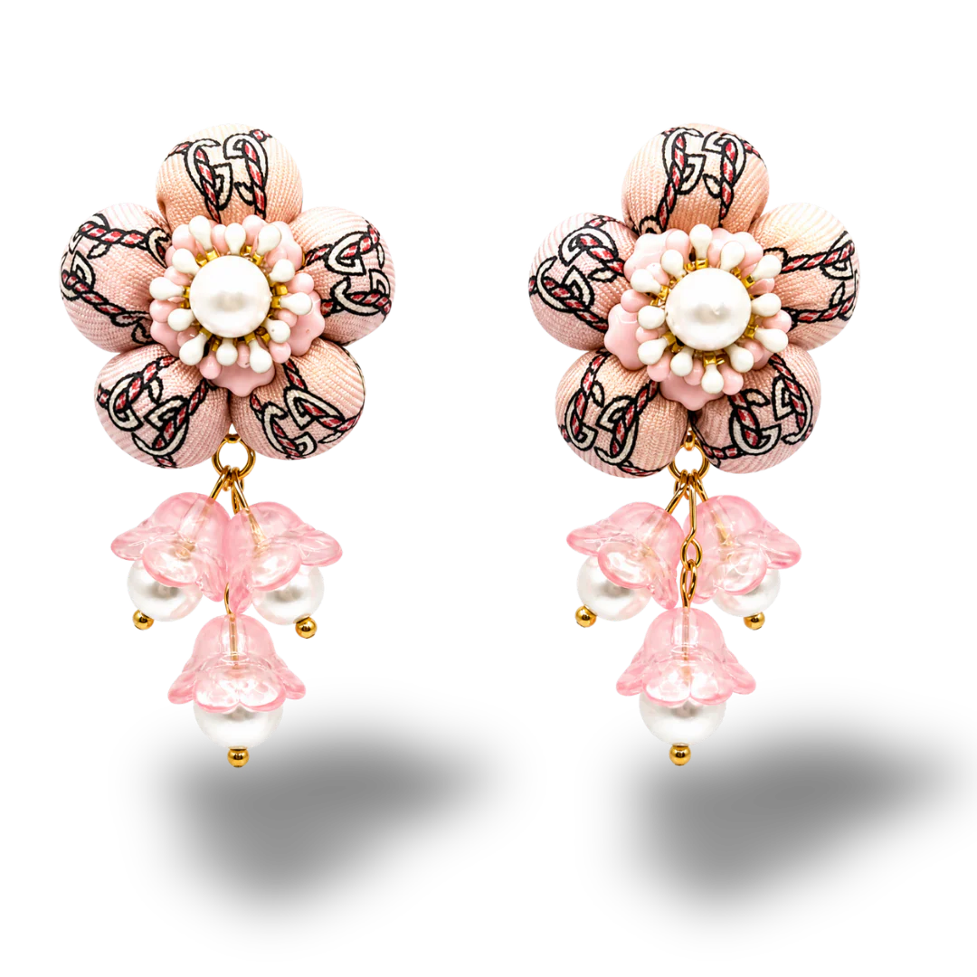 Vintage Luxe GG Rope Vintage Silk Necktie Drop Earrings