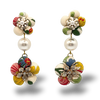Vintage Luxe Flora Vintage Silk Necktie Chandelier Earrings (WHT)