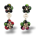 Vintage Luxe Flora Vintage Silk Necktie Chandelier Earrings
