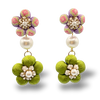 Vintage Luxe Floral Vintage Silk Necktie Chandelier Earrings