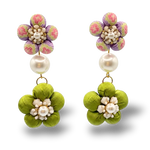 Vintage Luxe Floral Vintage Silk Necktie Chandelier Earrings