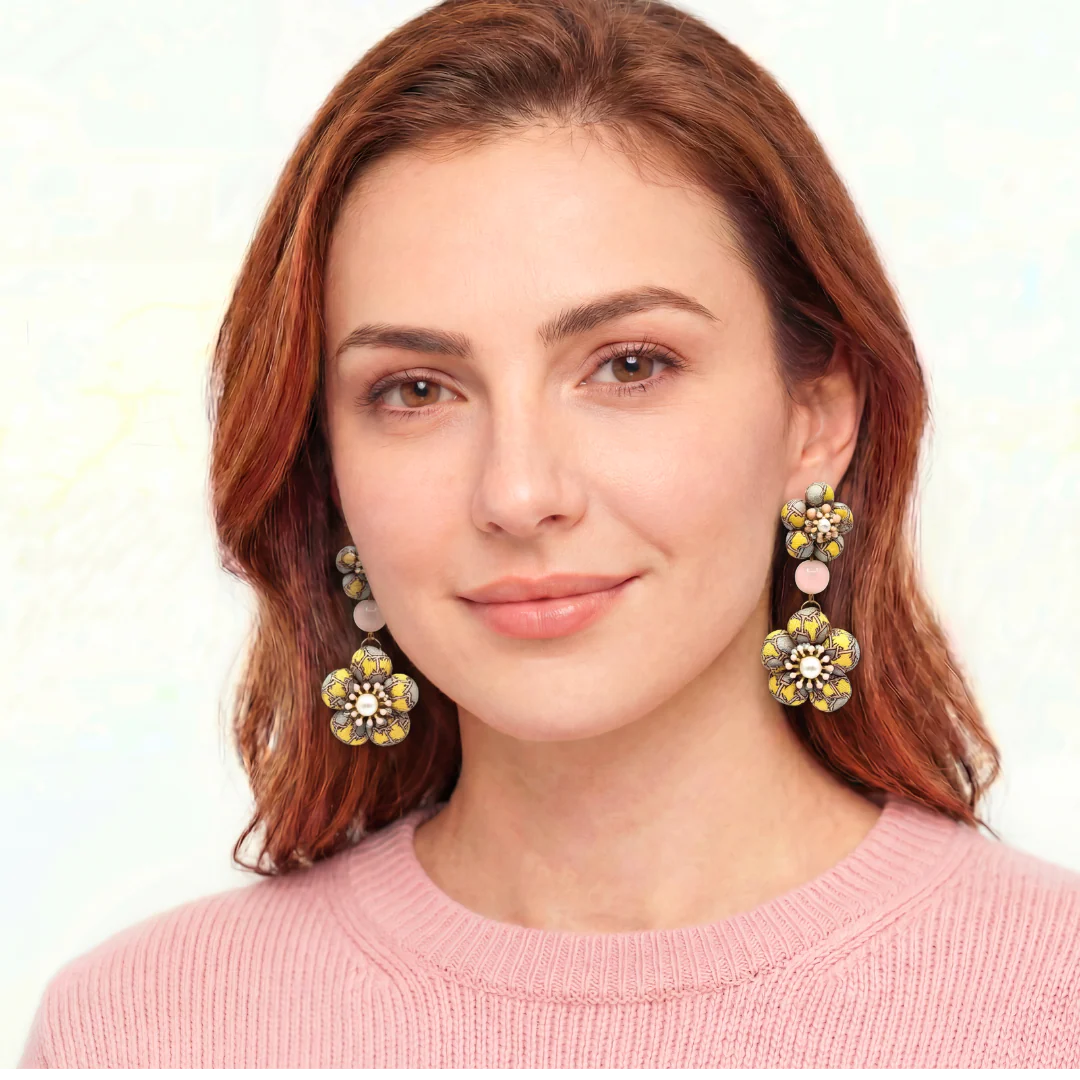 Vintage Luxe H Chain Vintage Silk Necktie Chandelier Earrings