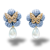 Vintage Luxe Dot Butterfly Vintage Silk Necktie Drop Earrings