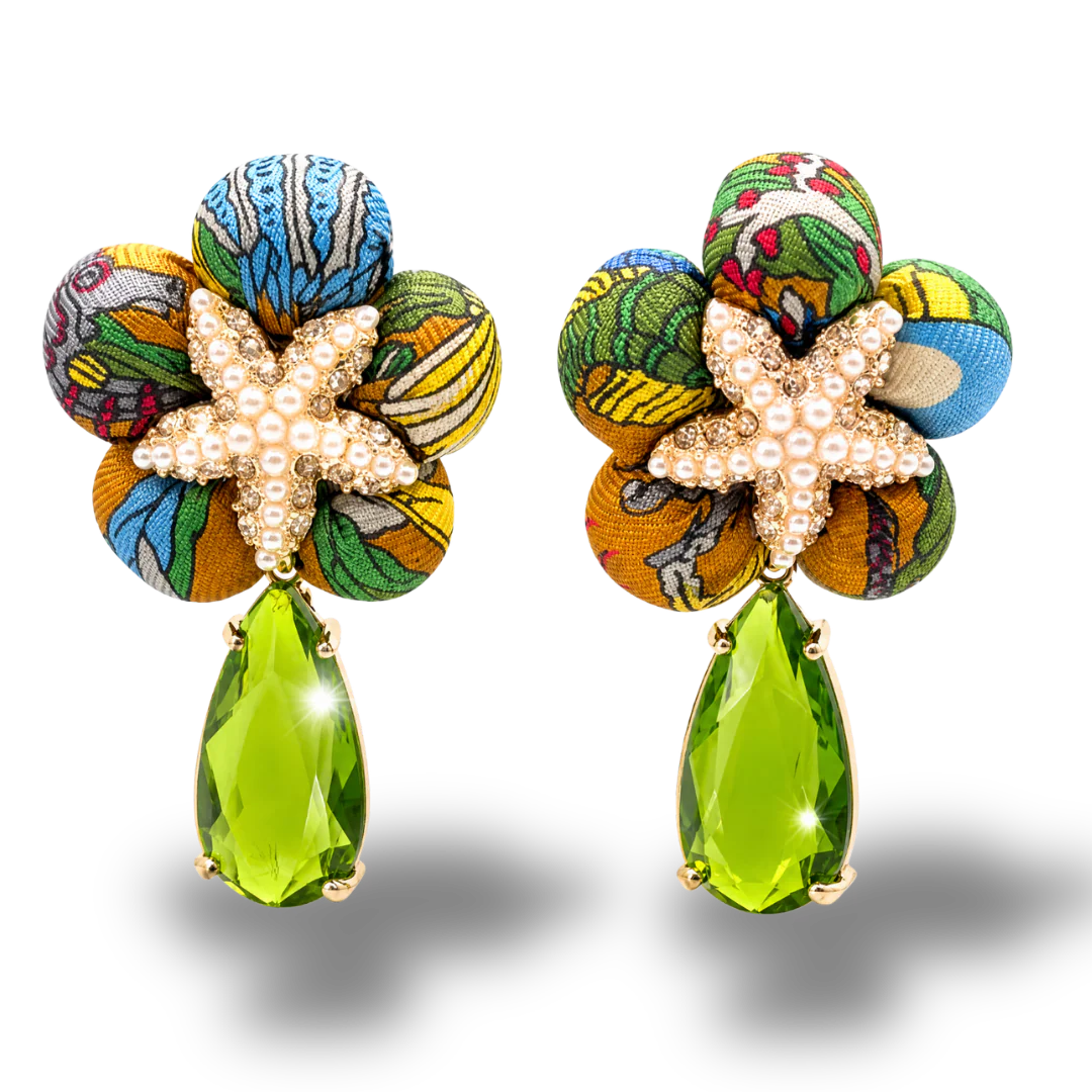 Vintage Luxe Mediterraneo Vintage Silk Necktie Drop Earrings