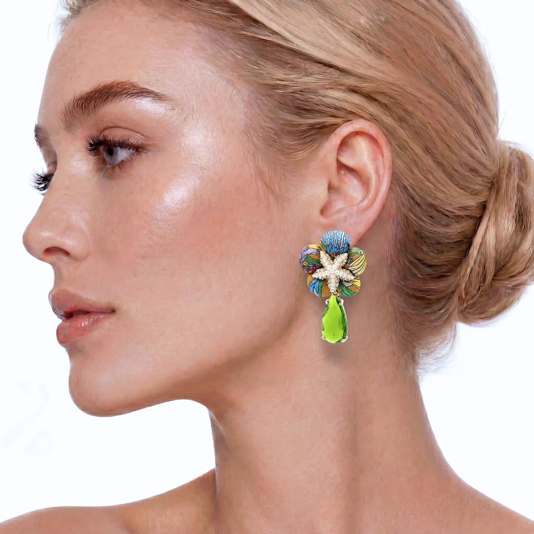 Vintage Luxe Mediterraneo Vintage Silk Necktie Drop Earrings