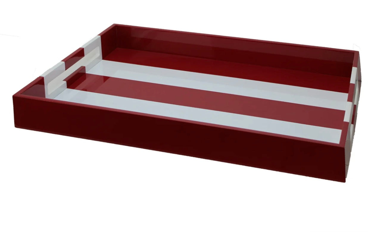 Addison Ross Large Lacquered Striped Ottoman Tray