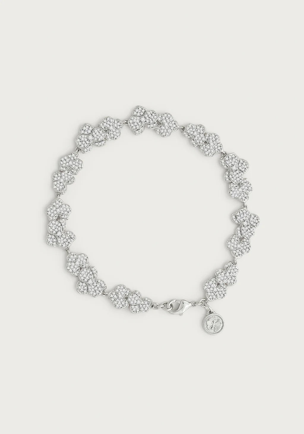 Anabel Aram Orchid White Pave Tennis Braclet, Silver