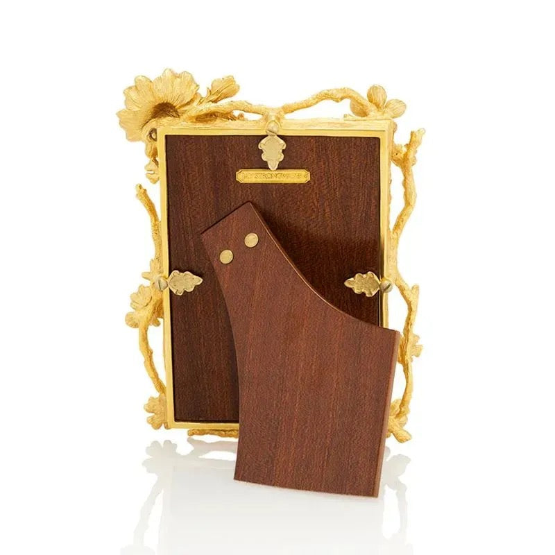 Jay Strongwater Breanna Floral Branch 4"x6" Frame - Gold