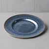 Glass Blue Opalescent Charger Plate With Gold Rim (Blue and Gold)