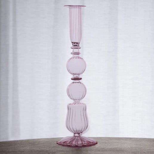 Glass Cambridge Emma 10.5" Candlestick Holder (Light Pink)