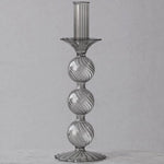 Glass Cambridge Lucille 3 Ball Candlestick Holder (Light Gray)