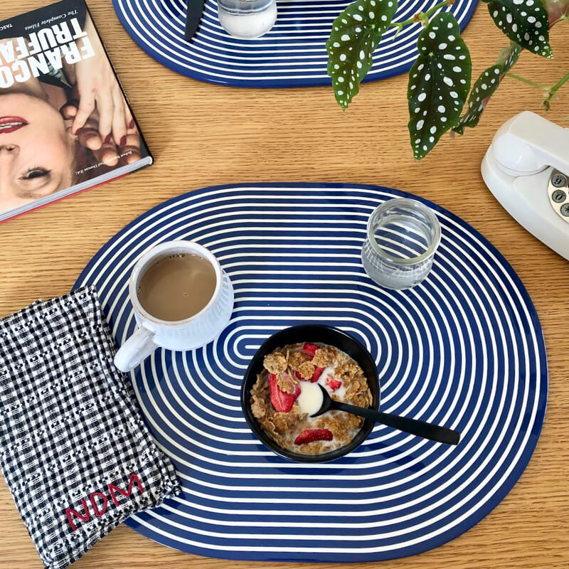 Von Gern Home - Lacquer Stripe Placemats - Turquoise & White