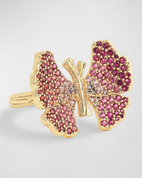 Anabel Aram Butterfly Pink Pave Ring - Size 7