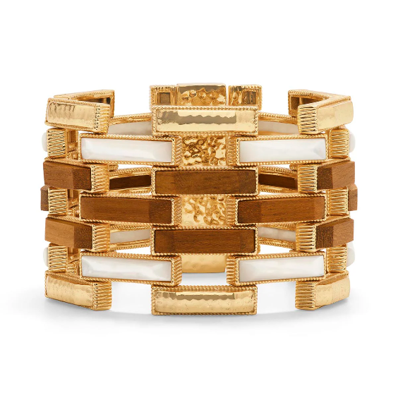 Capucine De Wulf Pathway Grande Link Bracelet 7.5” Teak/Gold/MOP