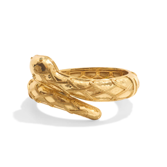Capucine De Wulf Earth Goddess Serpentina Hinged Bangle - Hammered Gold
