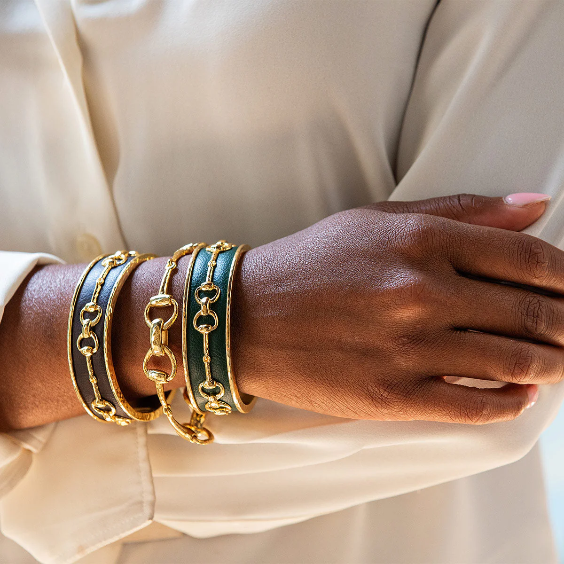 Capucine De Wulf Equestrian Snaffle Bit Cuff - Vegan Forest Leather
