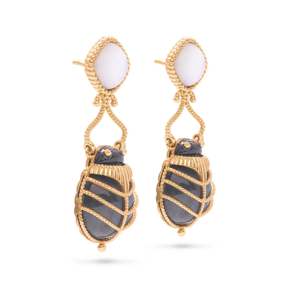 Capucine De Wulf Scarab Drop Earrings - Blue Labradorite