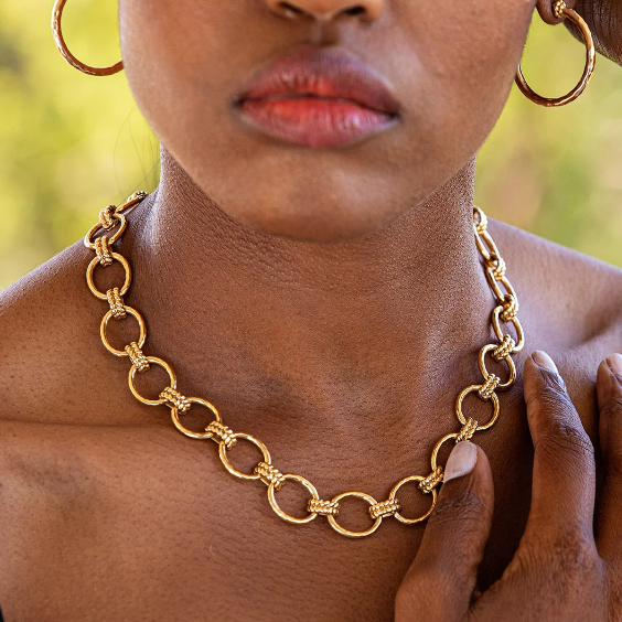 Capucine De Wulf Cleopatra Grande Link Necklace 16+2” -Gold