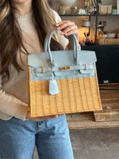 Margo Wicker Handbag in Light Blue