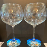 Balloon Red Wine Glass w/ Ocean Resin Base