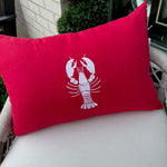 So Soft Linen Red Pillow 14x20 with Lobster